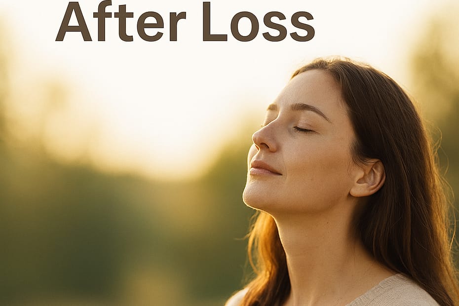 Woman standing in soft morning light representing healing after loss