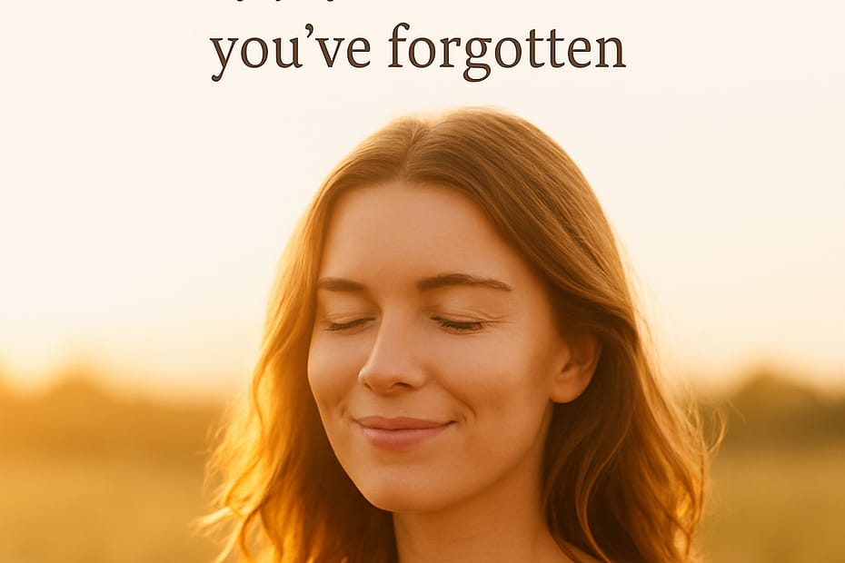 Woman standing in a sunlit field with eyes closed and a gentle smile, symbolizing peace and acceptance after grief.